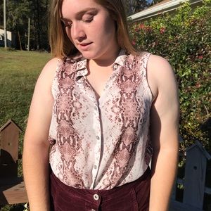 NWOT Snakeskin Sheer Button Down Tank